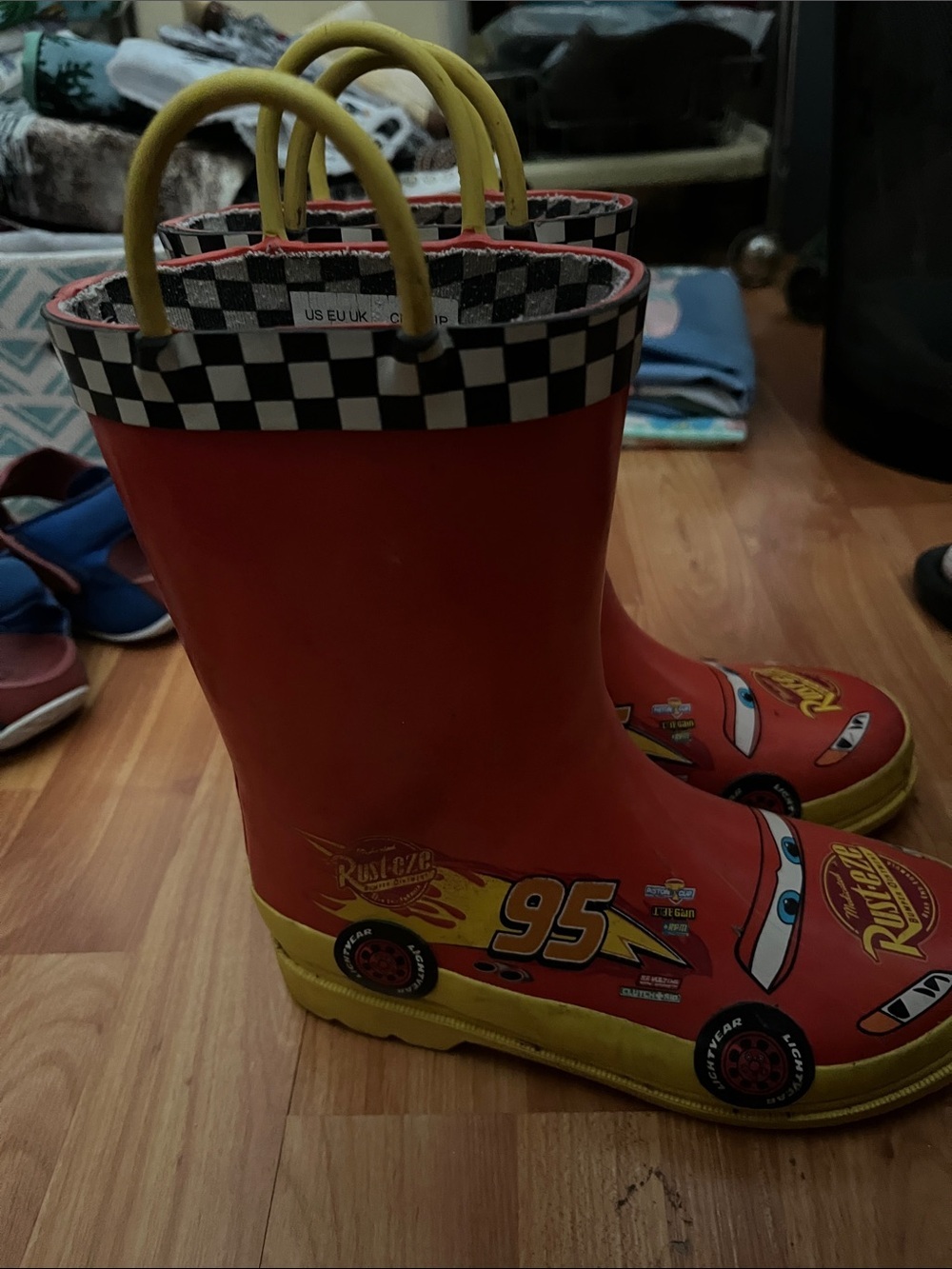 Disney Red Lightning McQueen Rain Boots with Yellow Handles